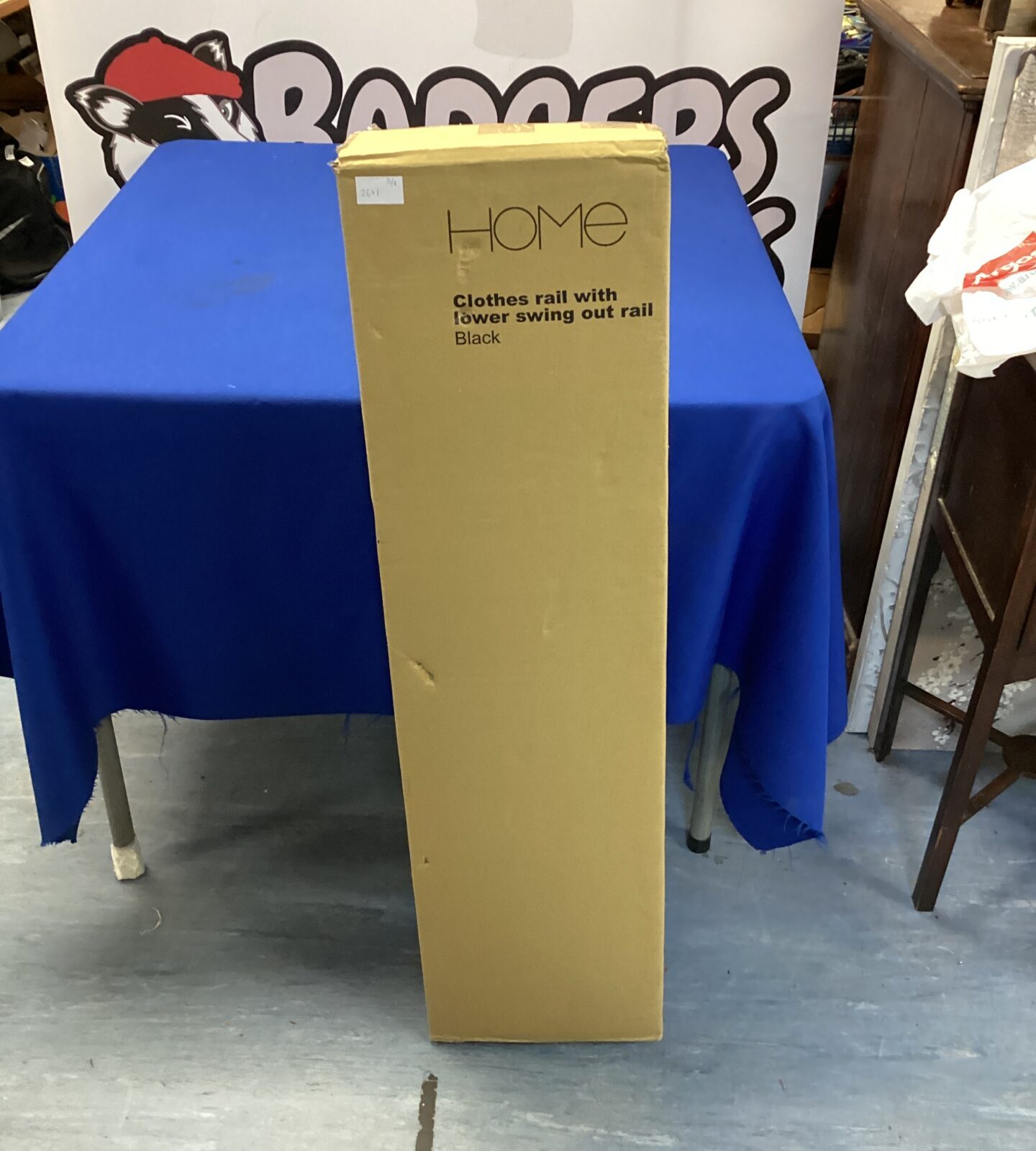 Home clothes rail with lower swing out rail in black