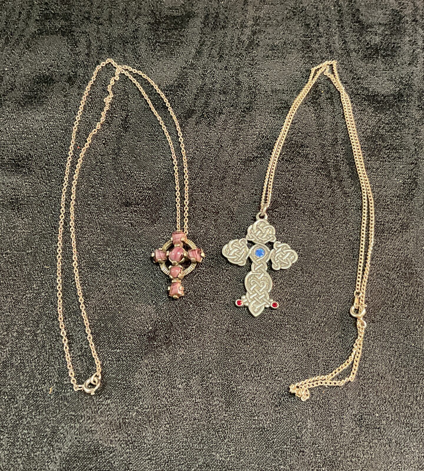 Two Celtic cross pendant 24” necklaces