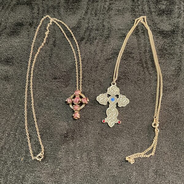 Two Celtic cross pendant 24” necklaces