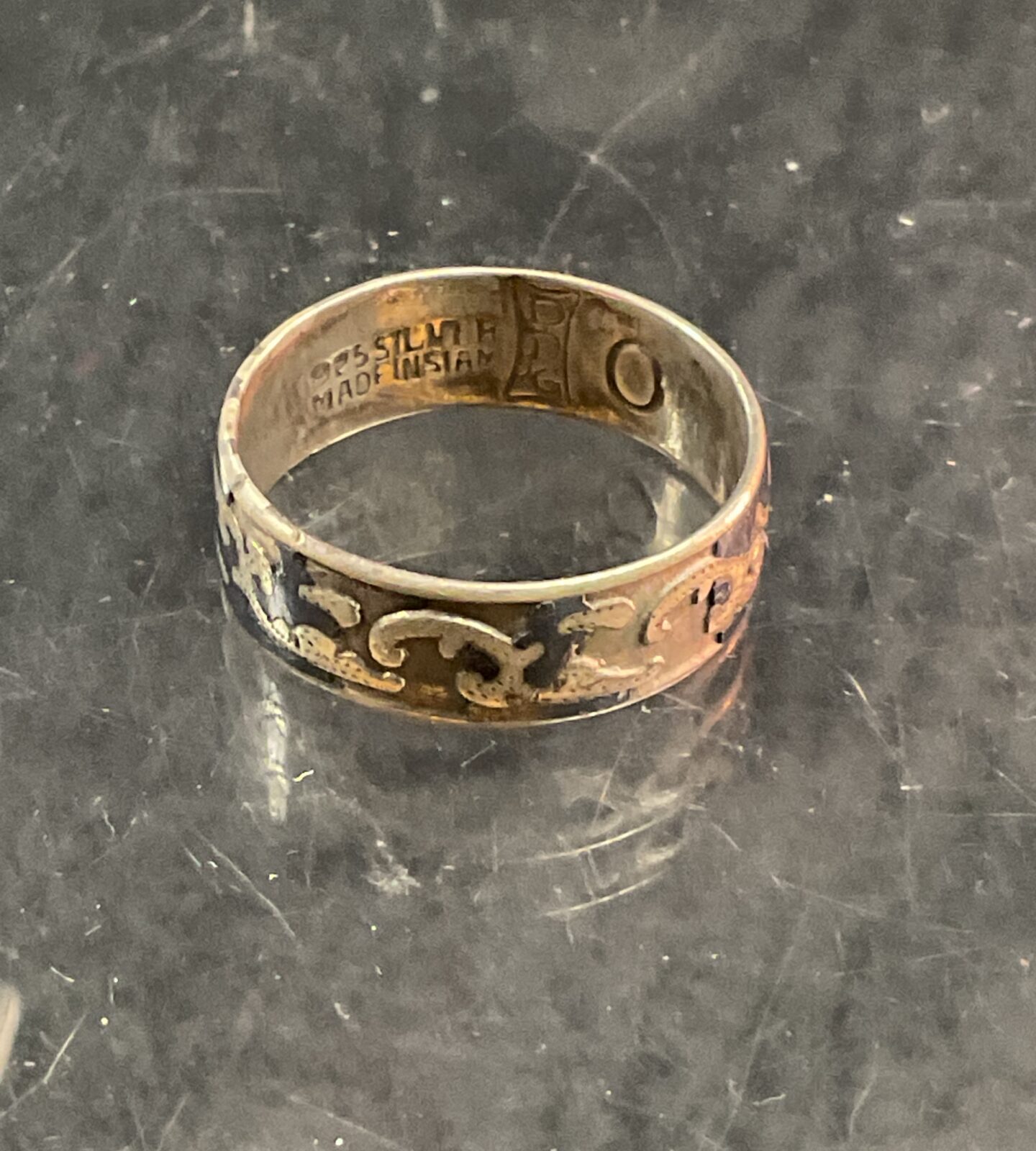 925 Siamese silver enamel ring size n