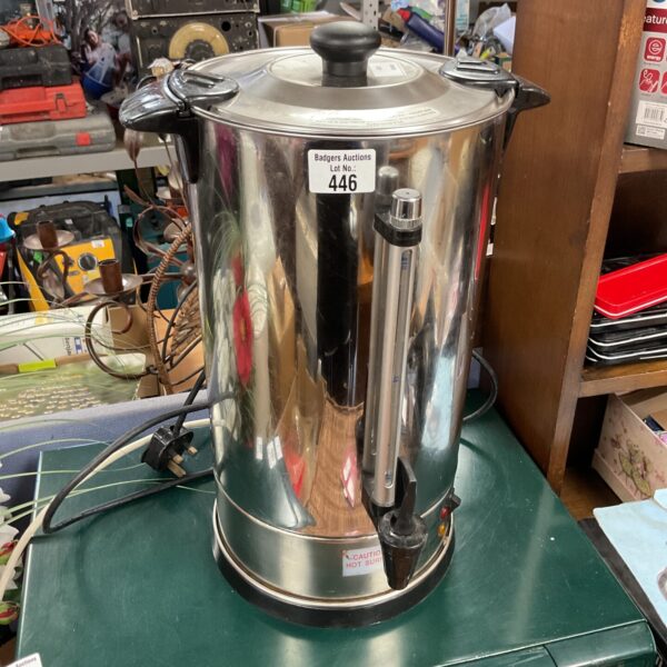 Hot water urn powers on