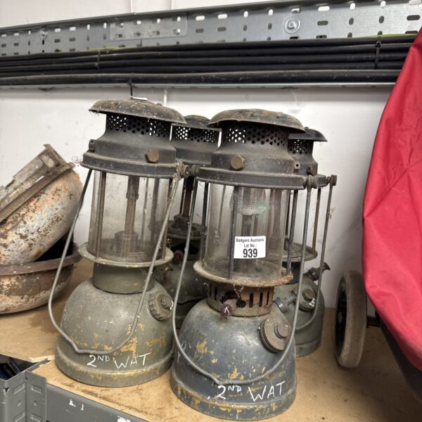 Vintage gas lantern from a lot of four, showing classic design.
