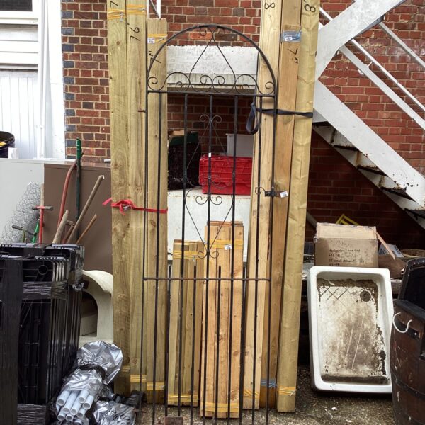 Wrought iron garden gate 84”x 32” with brackets