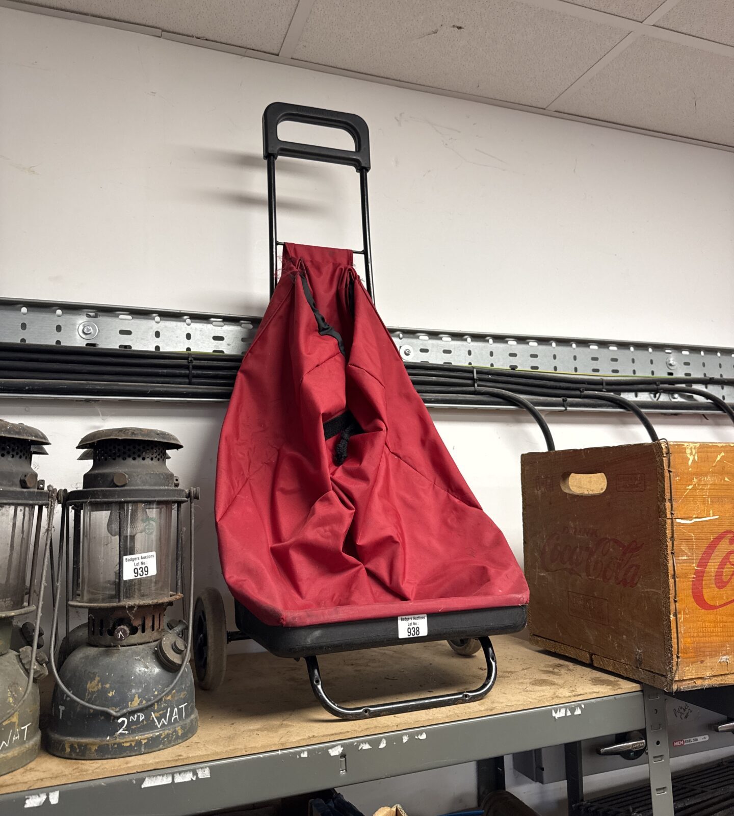 Granny shopping trolley with draw string top (has some fraying)