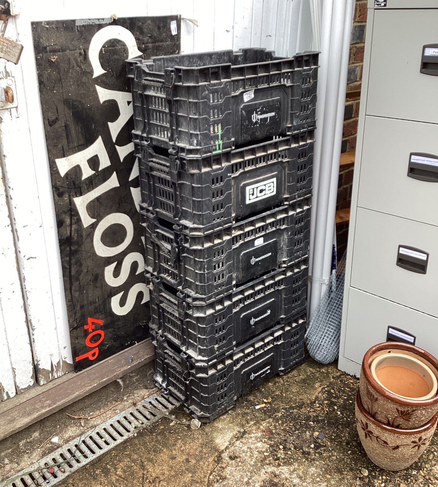 Five storage crates
