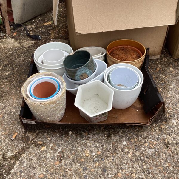 Box of garden pots