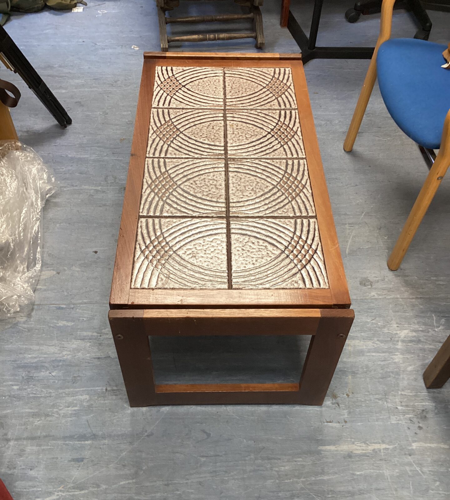 Tile topped coffee table 37”x19”x16”