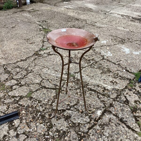 Metal garden birdbath