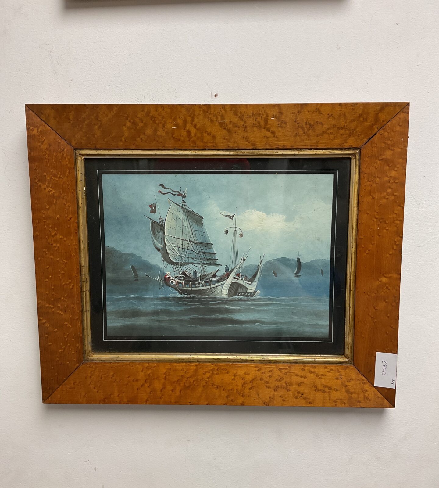 Original oil painting of a oriental sail boat