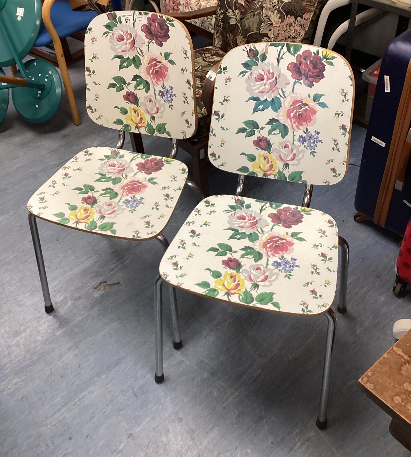 Two floral patten chairs