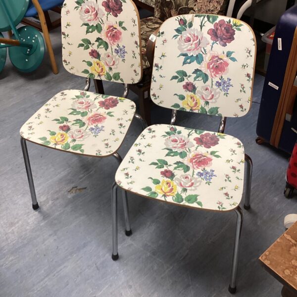 Two floral patten chairs