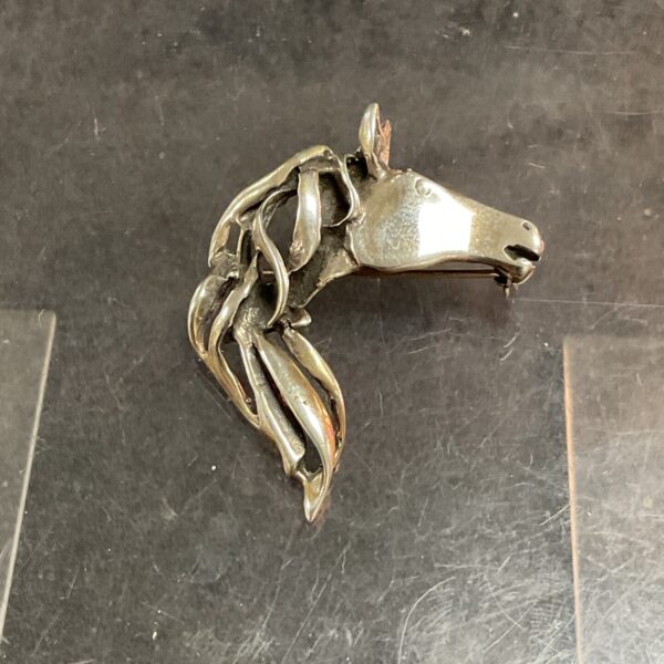 925 Silver Horse Head Brooch 12.25g