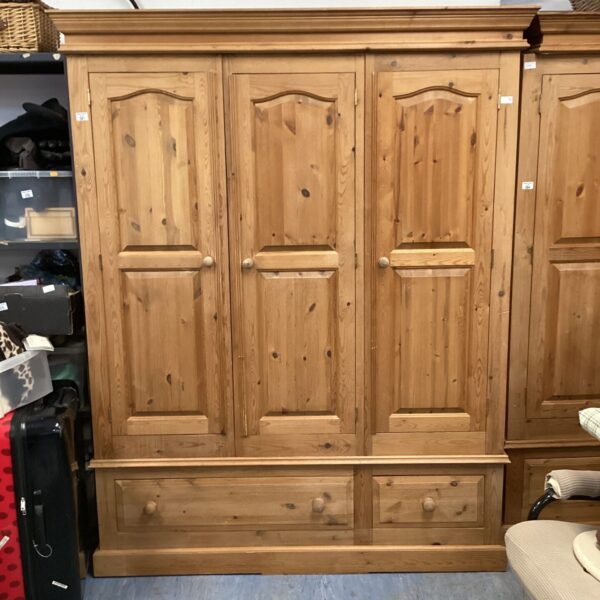 Large modular three door pine bedroom wardrobe W62” x H79” x D21”