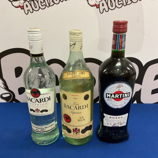 Two sealed bottles of bacardi white rum & sealed martini rosso
