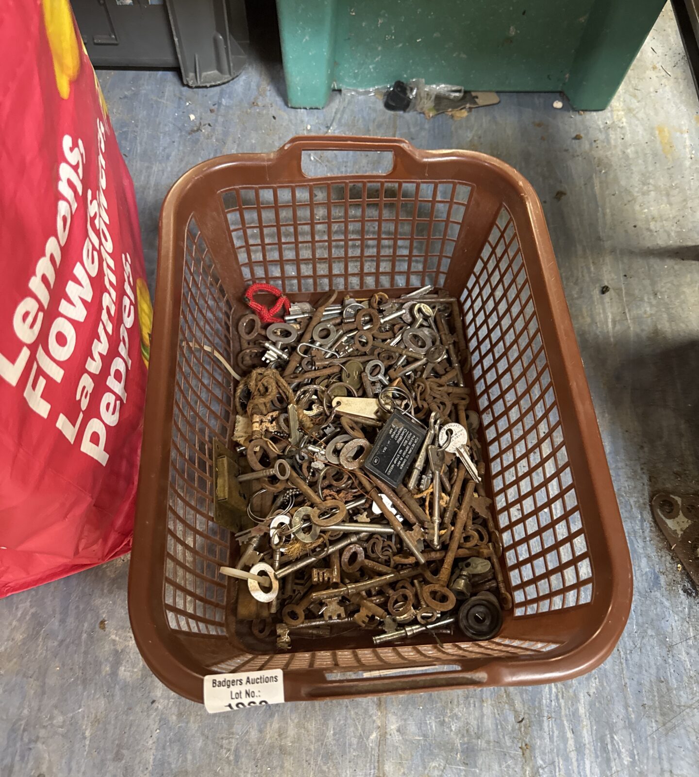 Basket of vintage keys