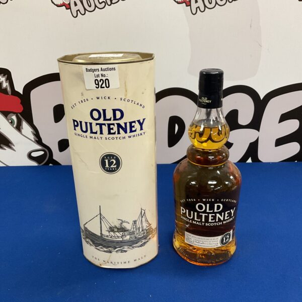 Sealed bottle of Old Pulteney single malt Scotch whisky from Wick.