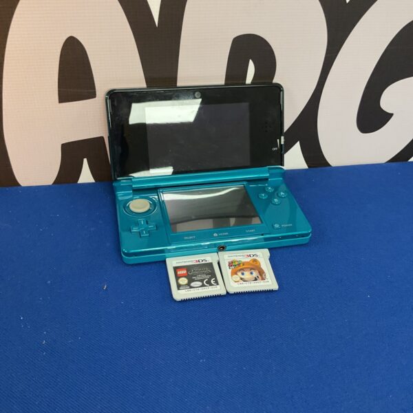 Aqua blue Nintendo 3DS handheld gaming console for sale.