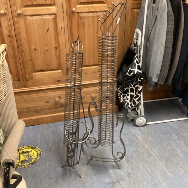 Two metal framed cd racks inc style of saxophone & guitar (guitar needs repairing)