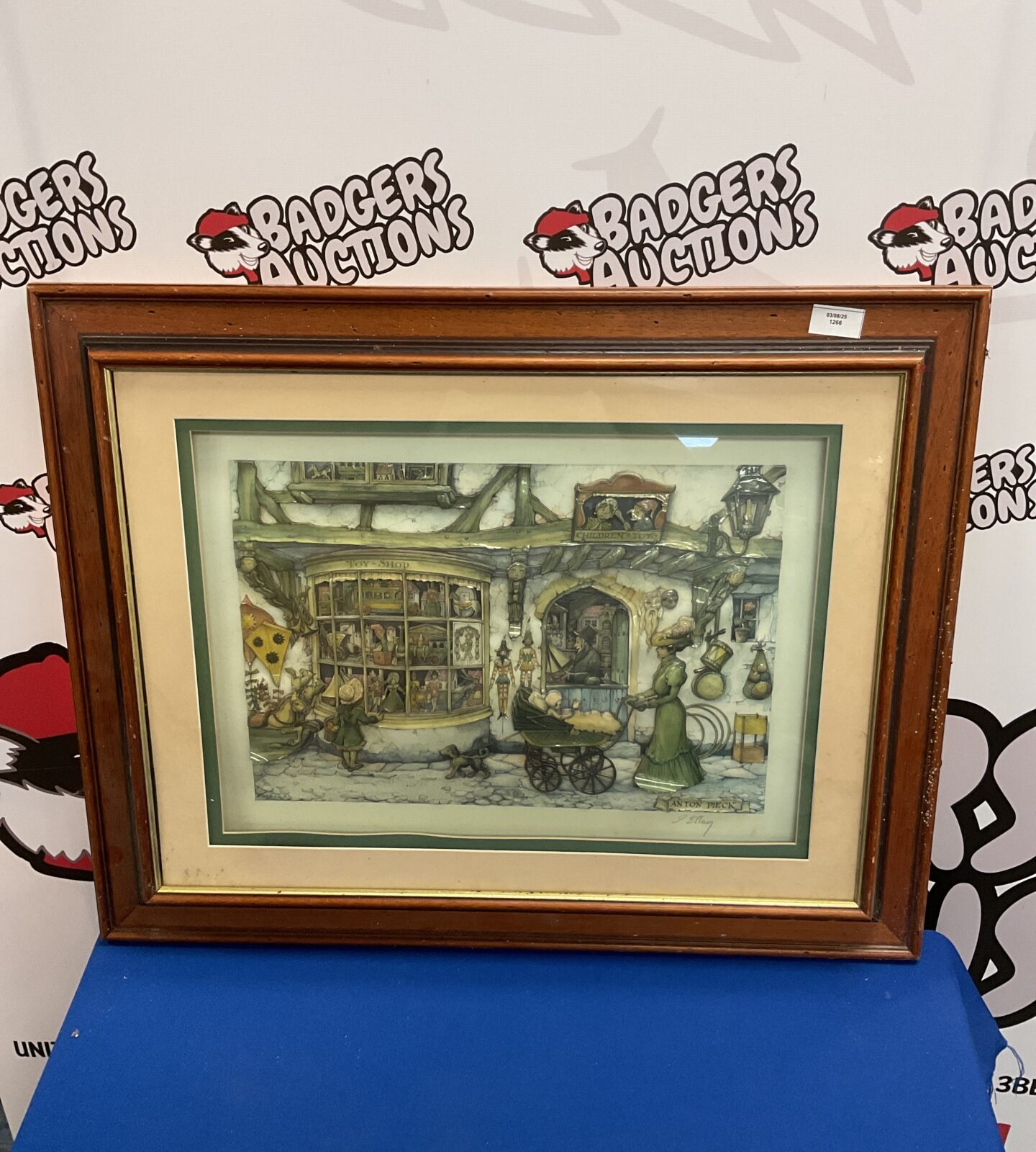 Anton pieck framed 3d artwork of a toy shop