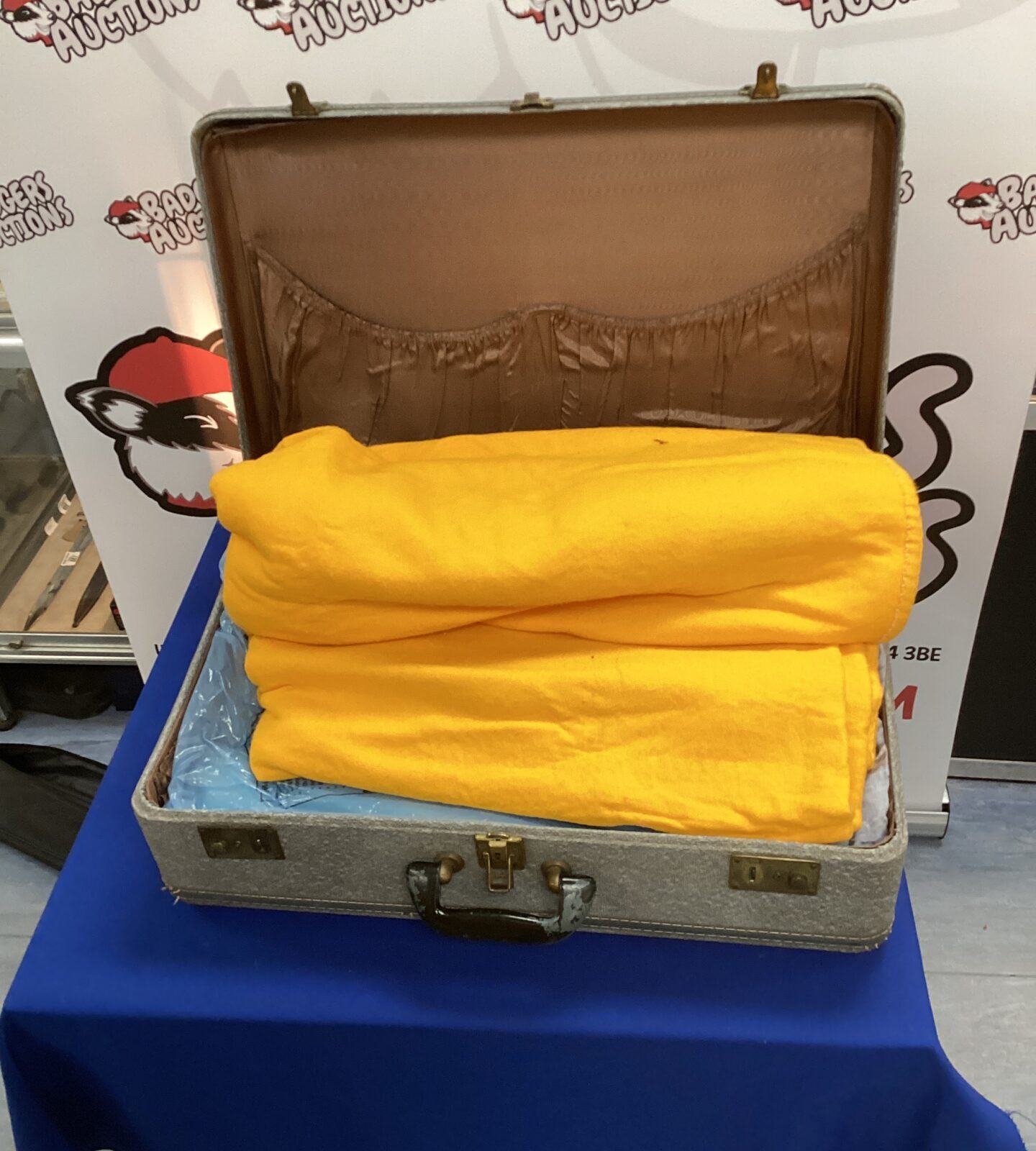 Suitcase with blankets