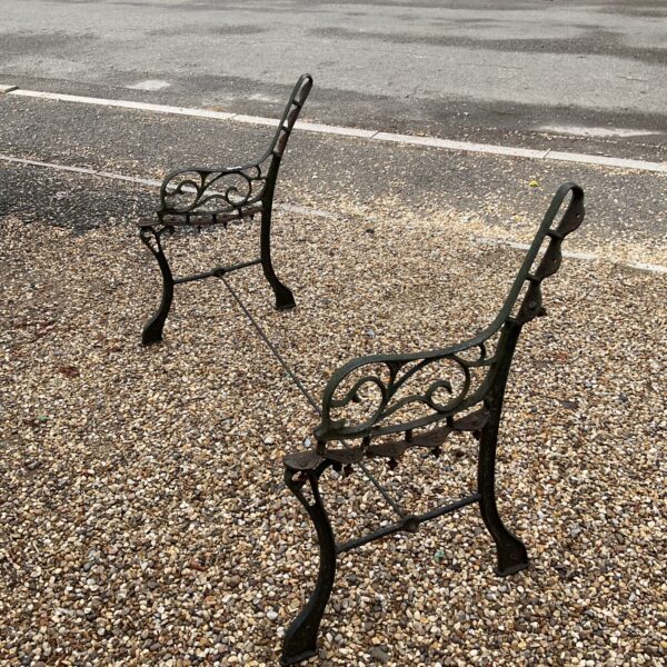 Pair of cast iron garden bench ends