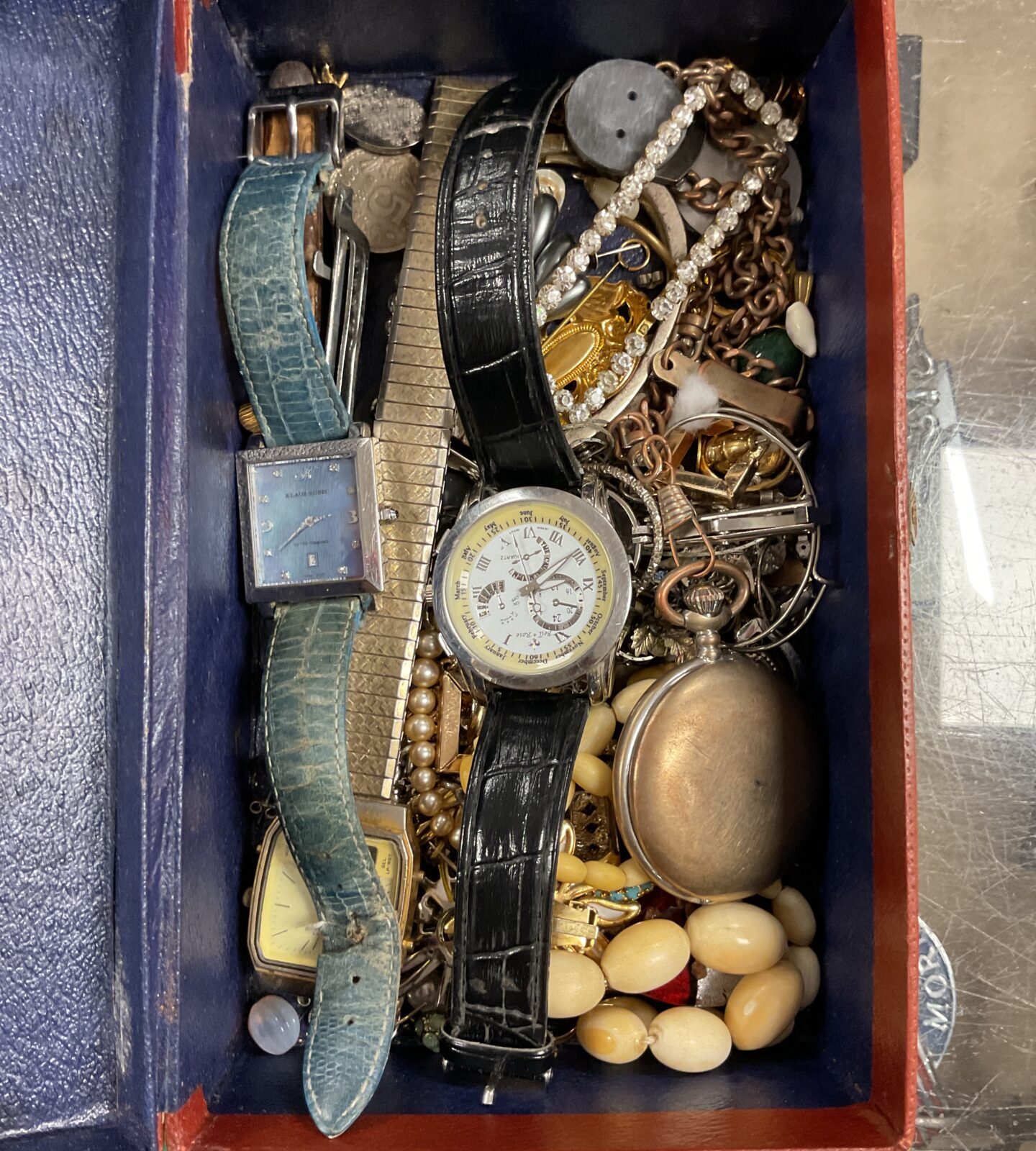 Box of mixed jewellery and watches