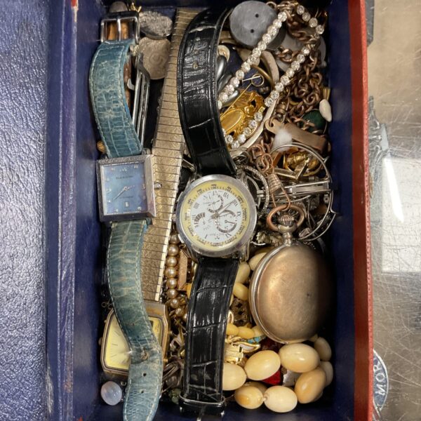 Box of mixed jewellery and watches
