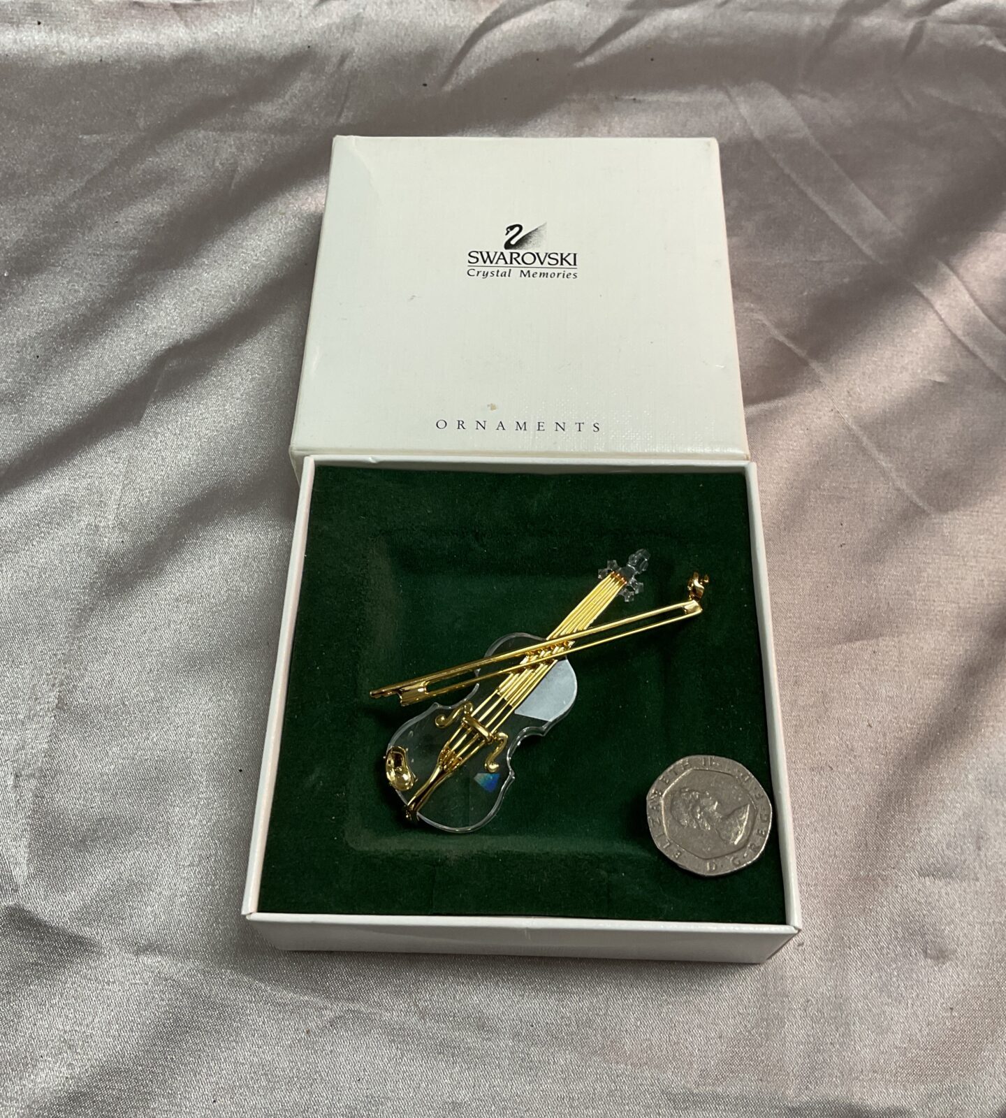 Swarovski violin pendant in original box