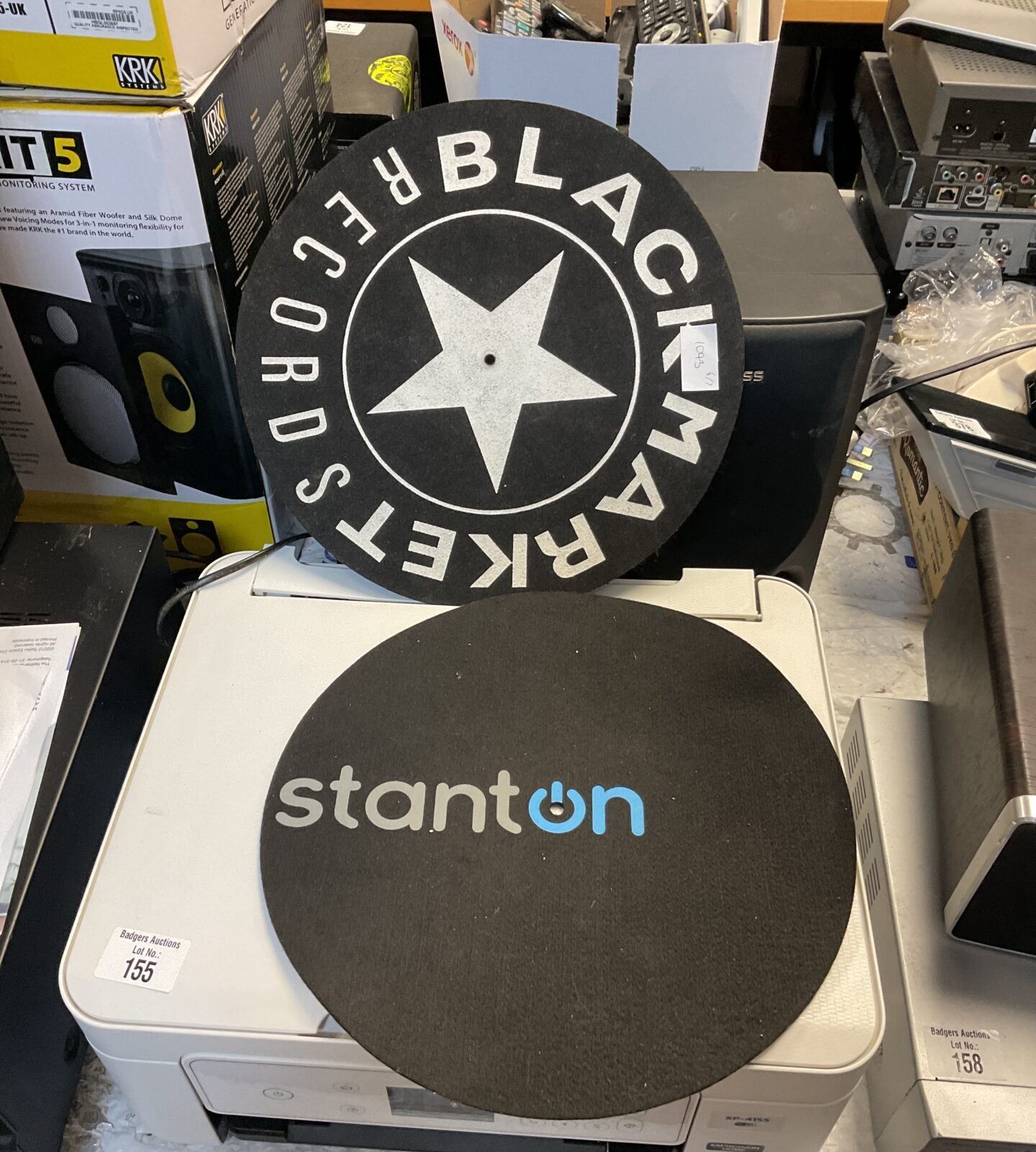 Two dj slip mats inc stanton & black market records