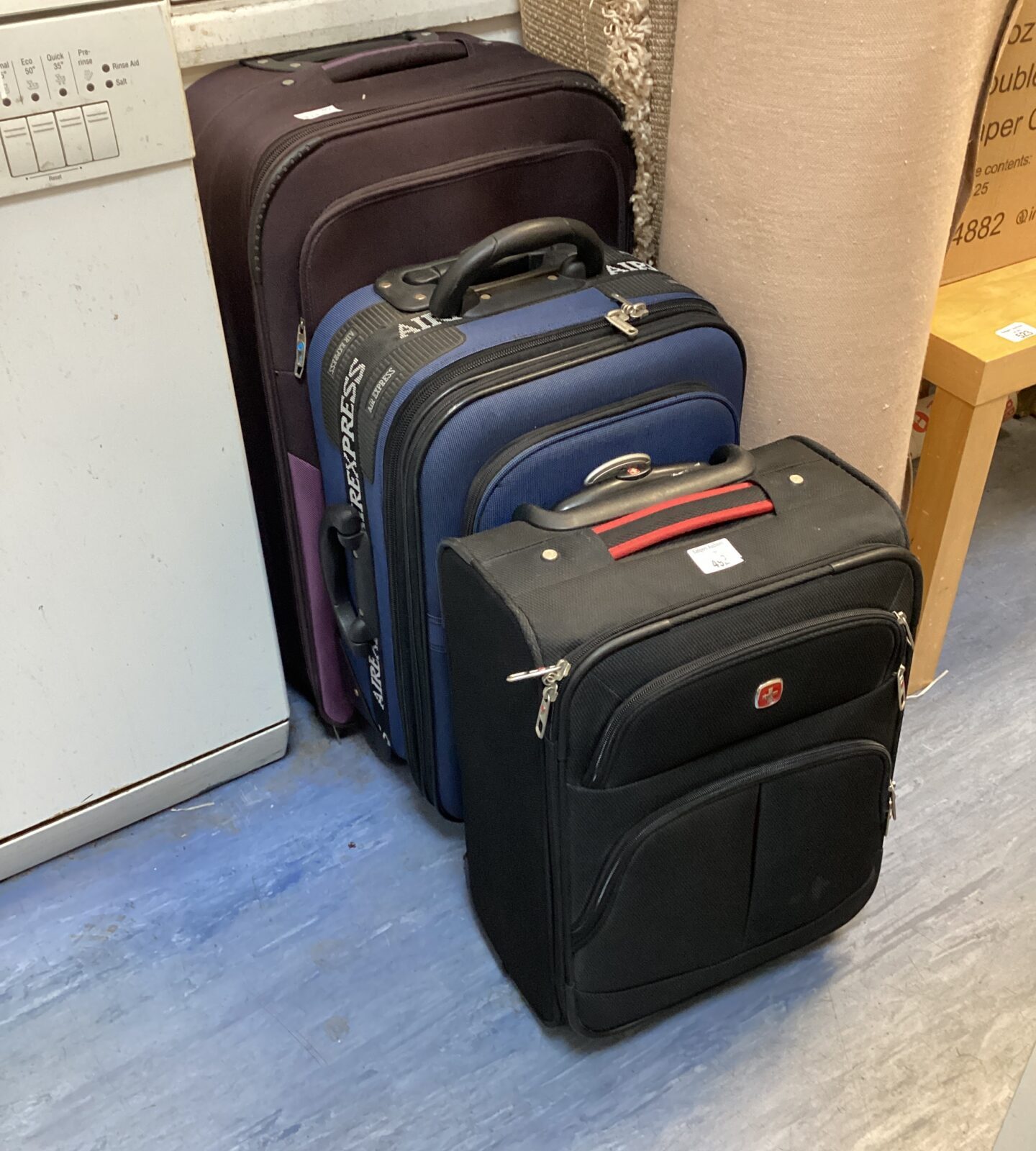 Three wheeled suitcases with extendable handles inc air express & azure
