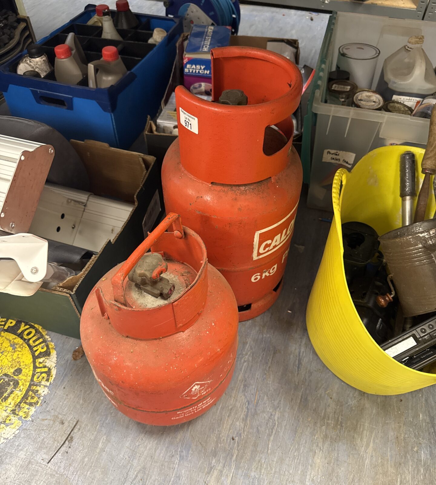 Two patio gas bottles unknown contents