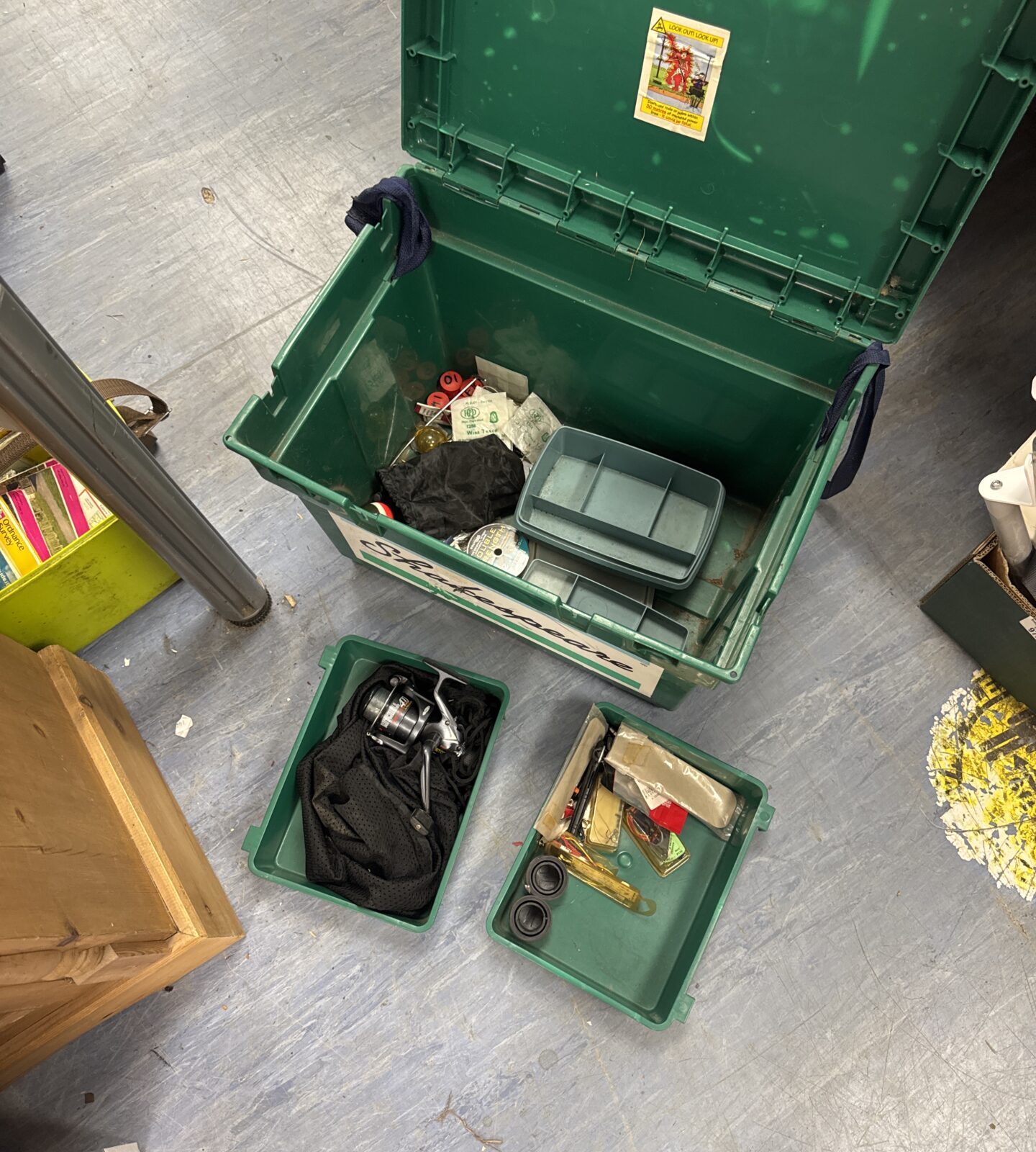 Shakespeare fishing tackle box with contents