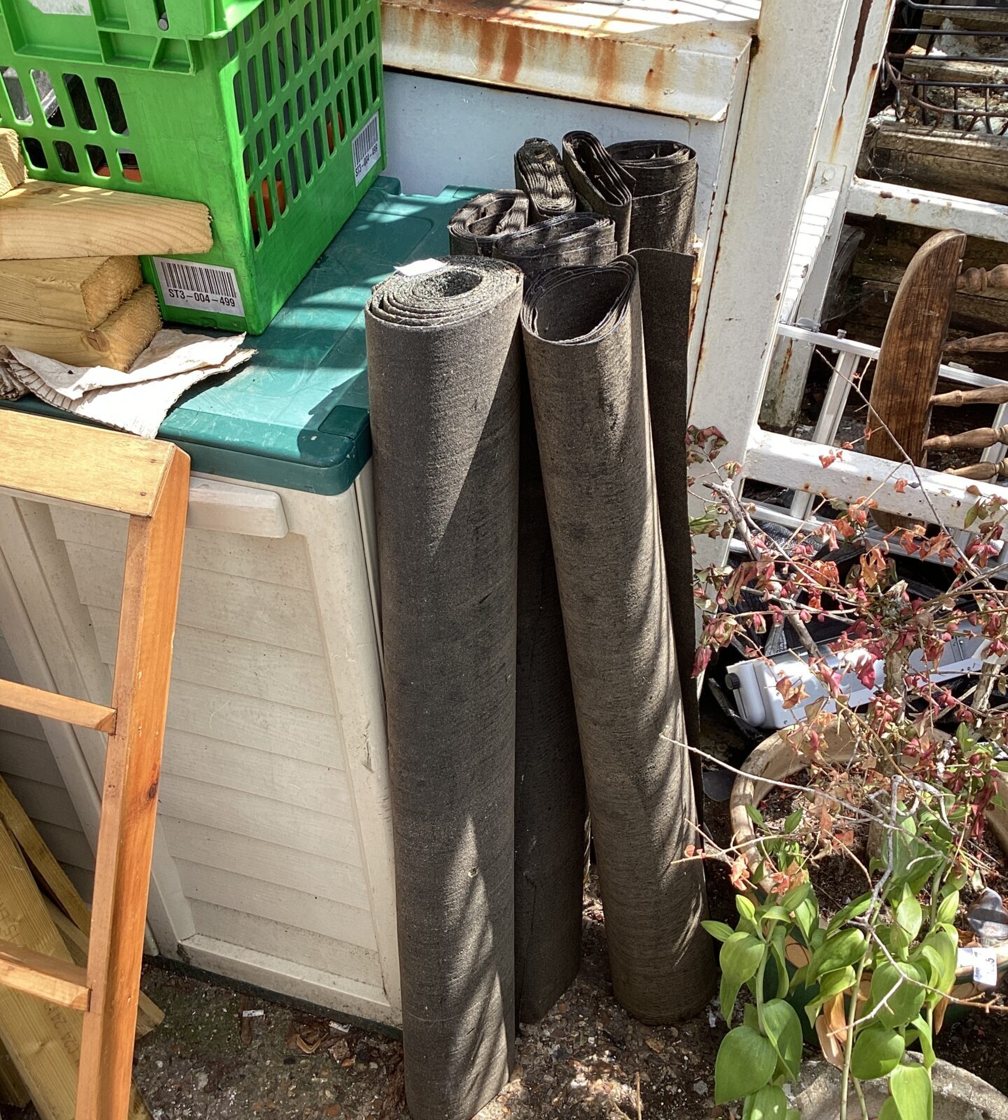 Rolls of roofing felt