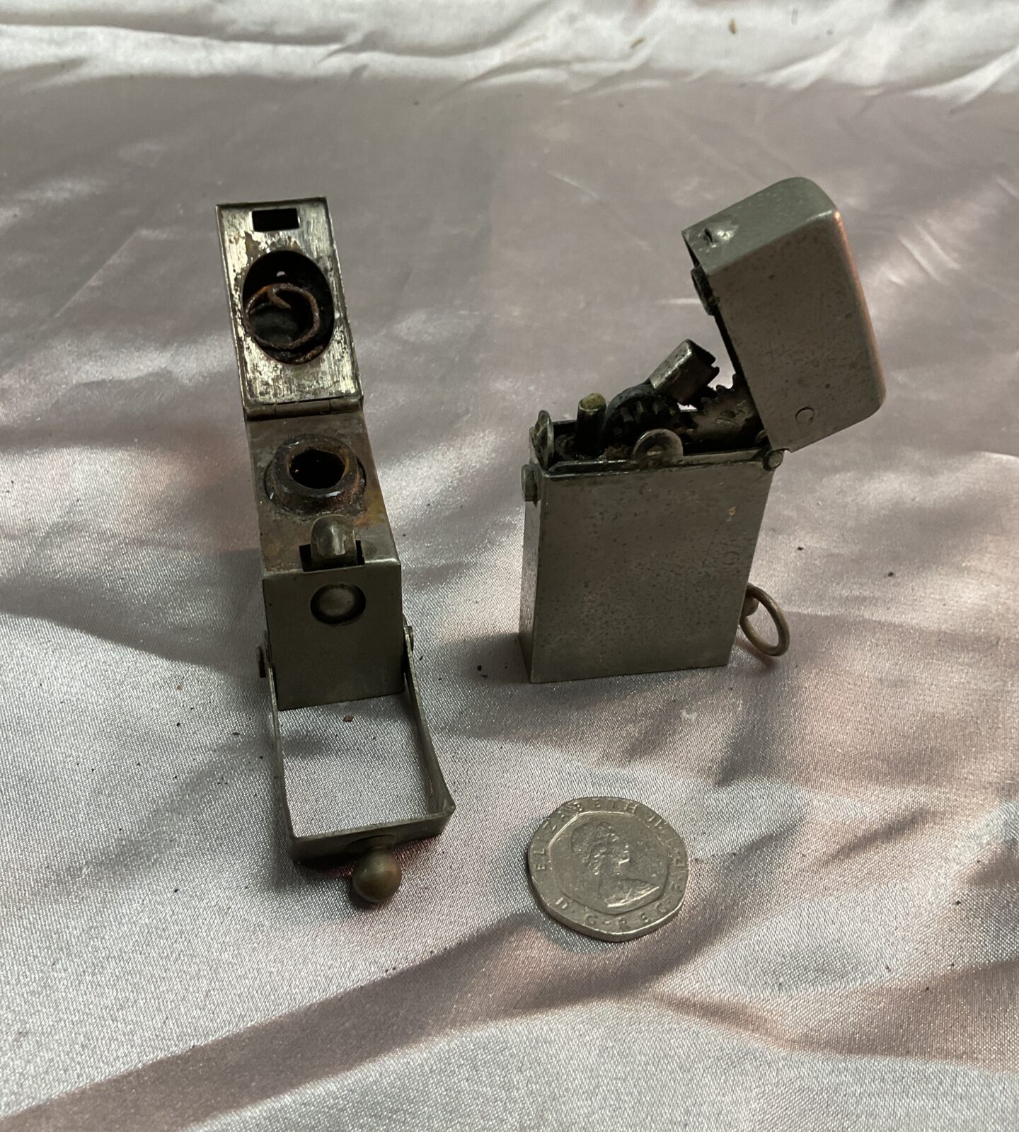 D.G.R.M military petrol lighter and travel inkwell
