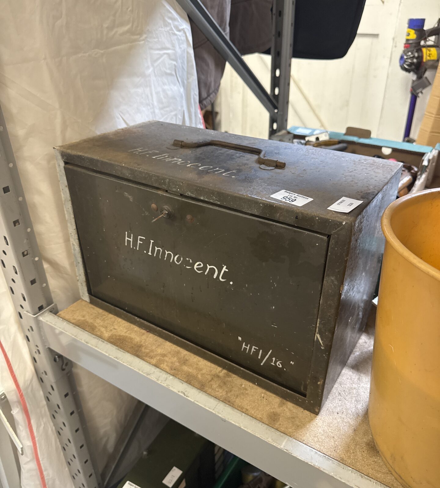 Small metal four drawer engineers toolbox with contents
