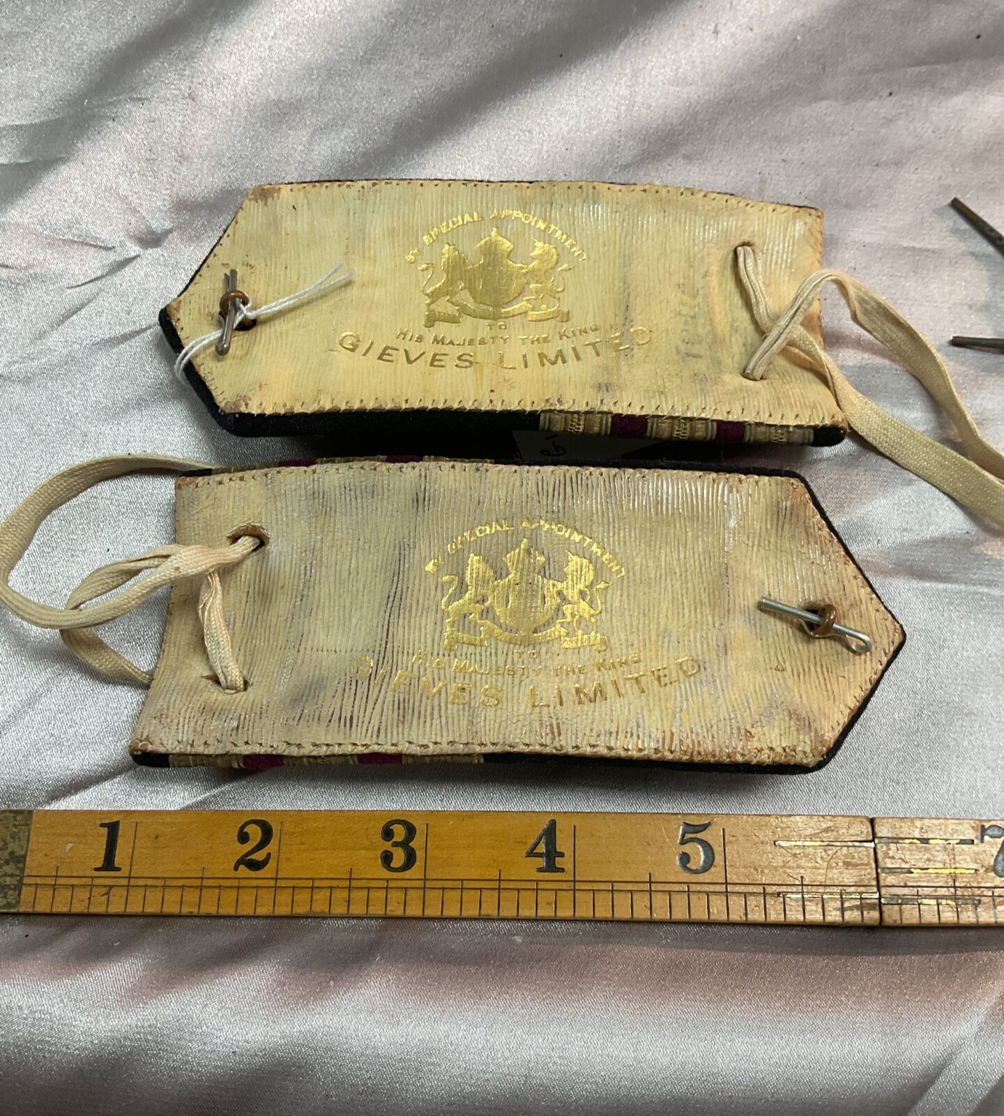 Pair of Private Purchase World War Two Royal Navy Medical Surgeon Commander Rank Shoulder Boards / Epaulets By Geives Ltd London - Image 2