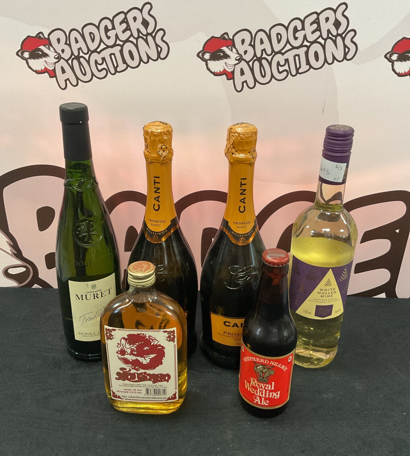 Six bottles of alcohol including canti & muret wine