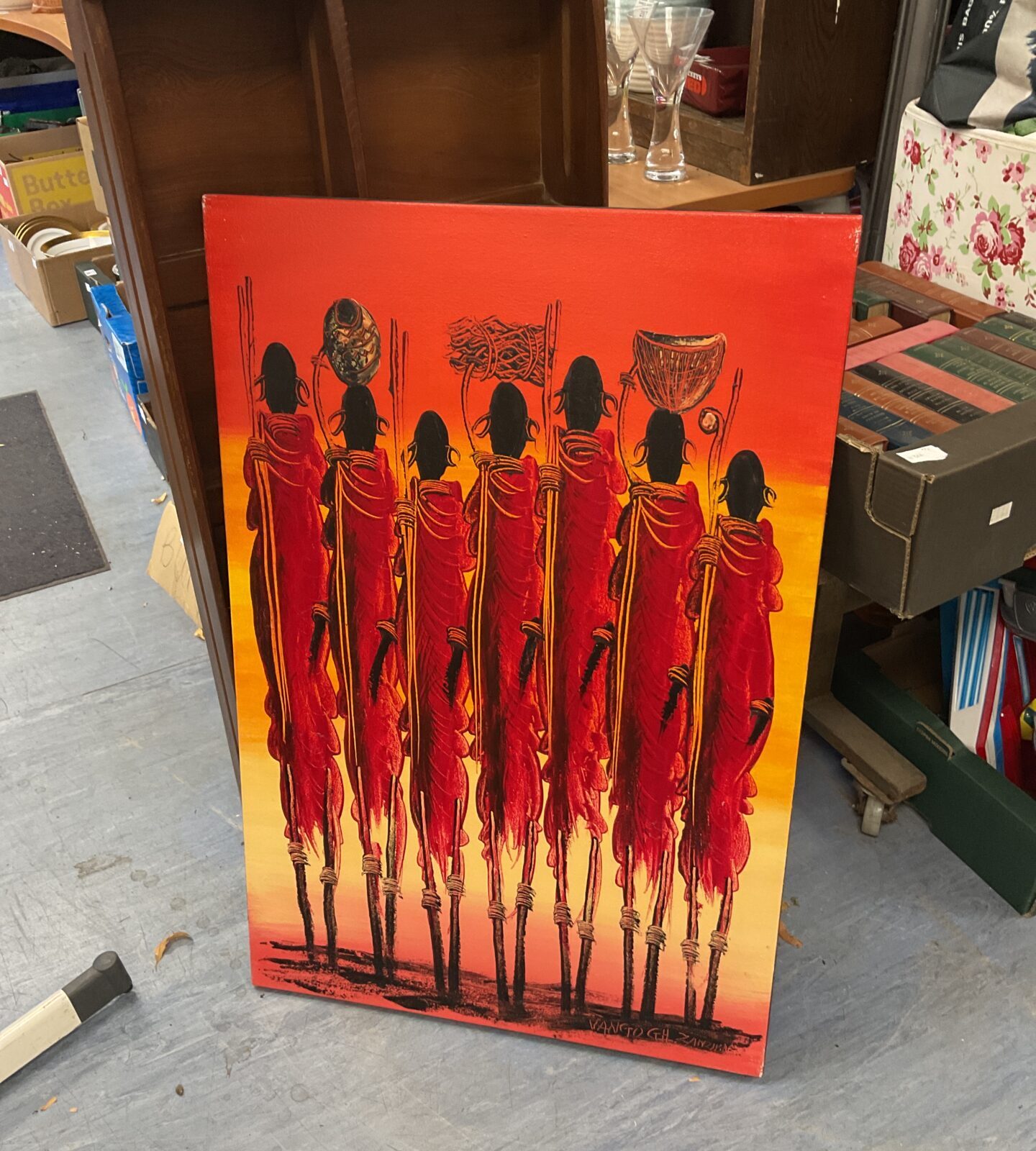 Canvas print of african tribal warriors