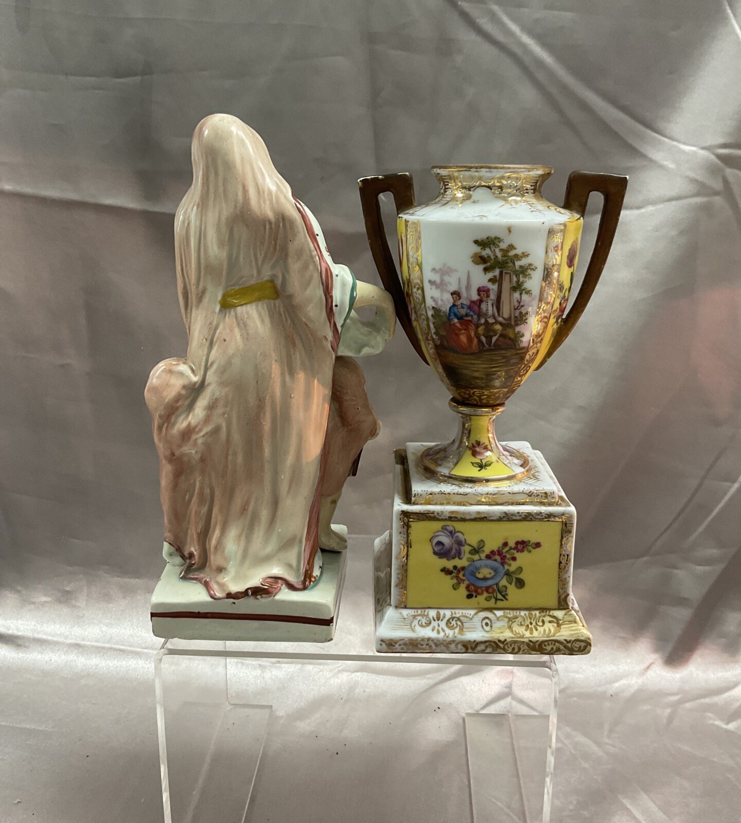 royal vienna vase and 8” figure with children - Image 2