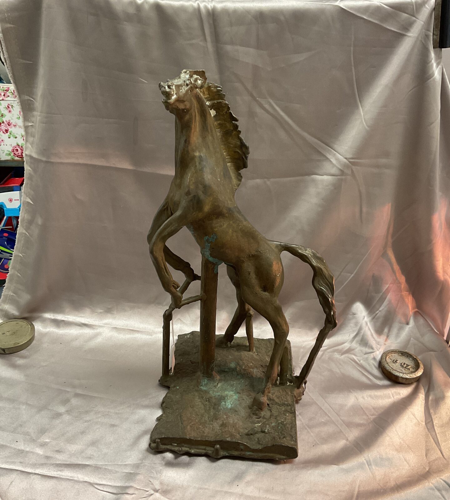 large 17” Heavy unfinished bronze rearing horse