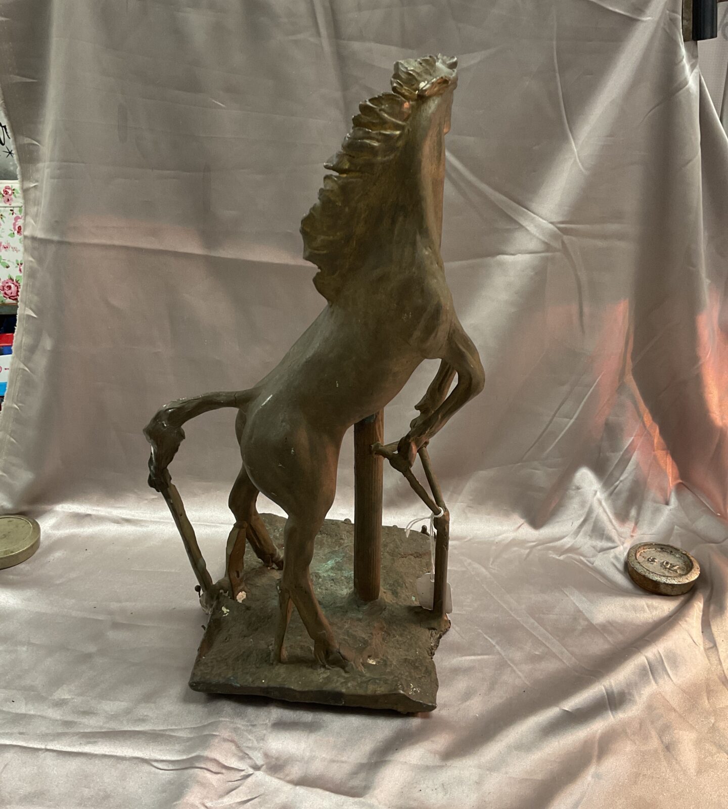 large 17” Heavy unfinished bronze rearing horse - Image 3