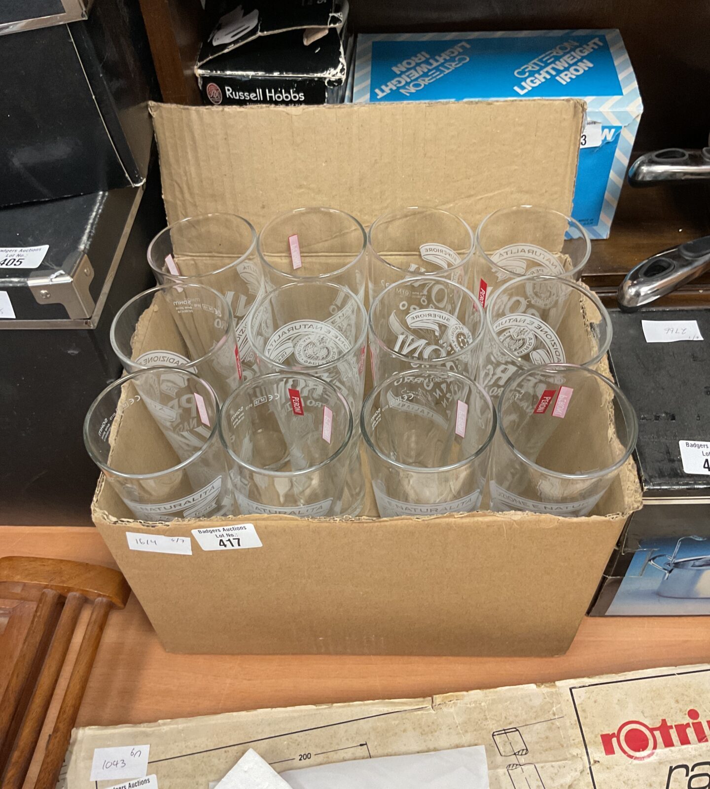 Box of 12 peroni beer glasses