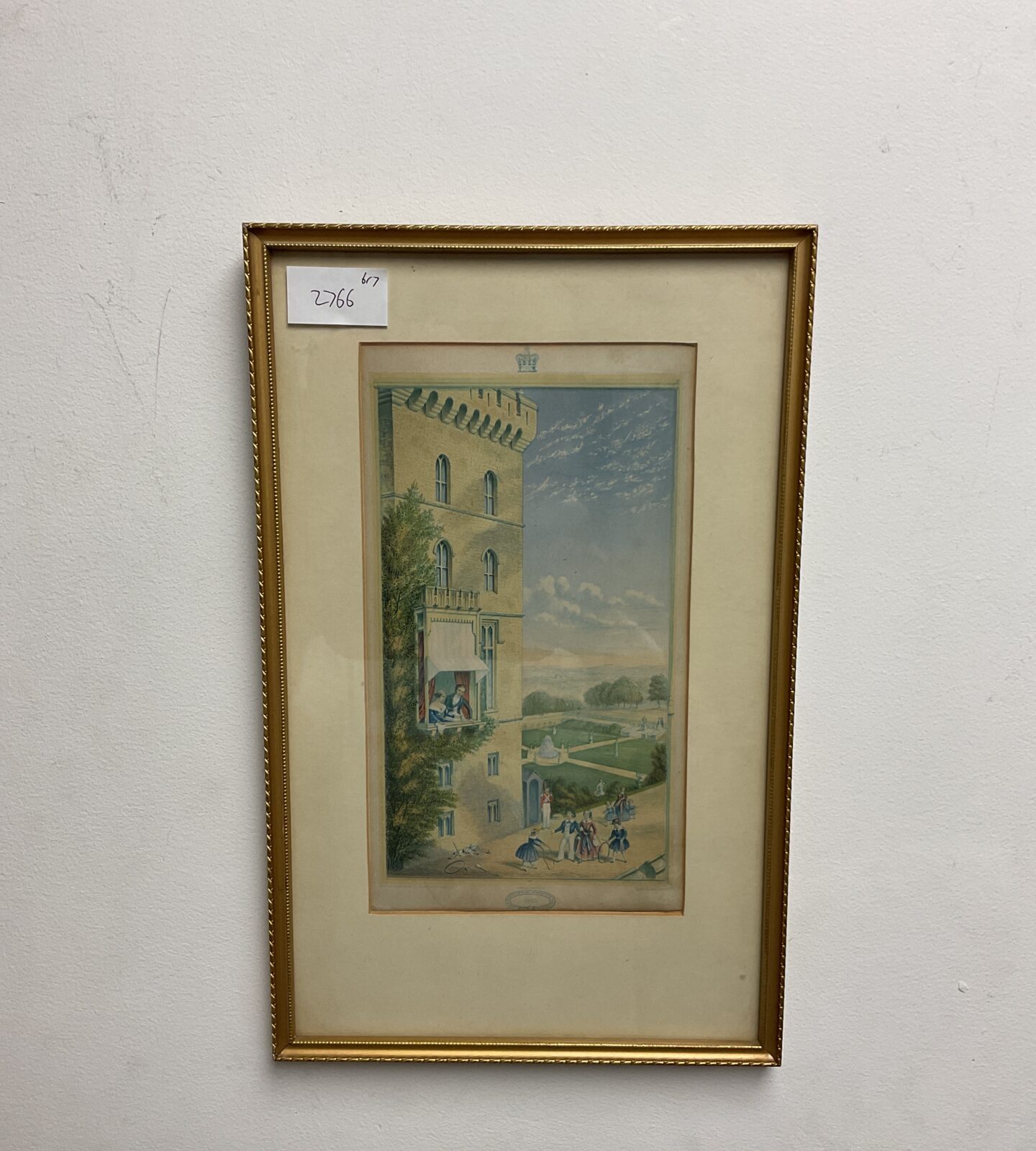 1850 framed print of a scene at Windsor castle