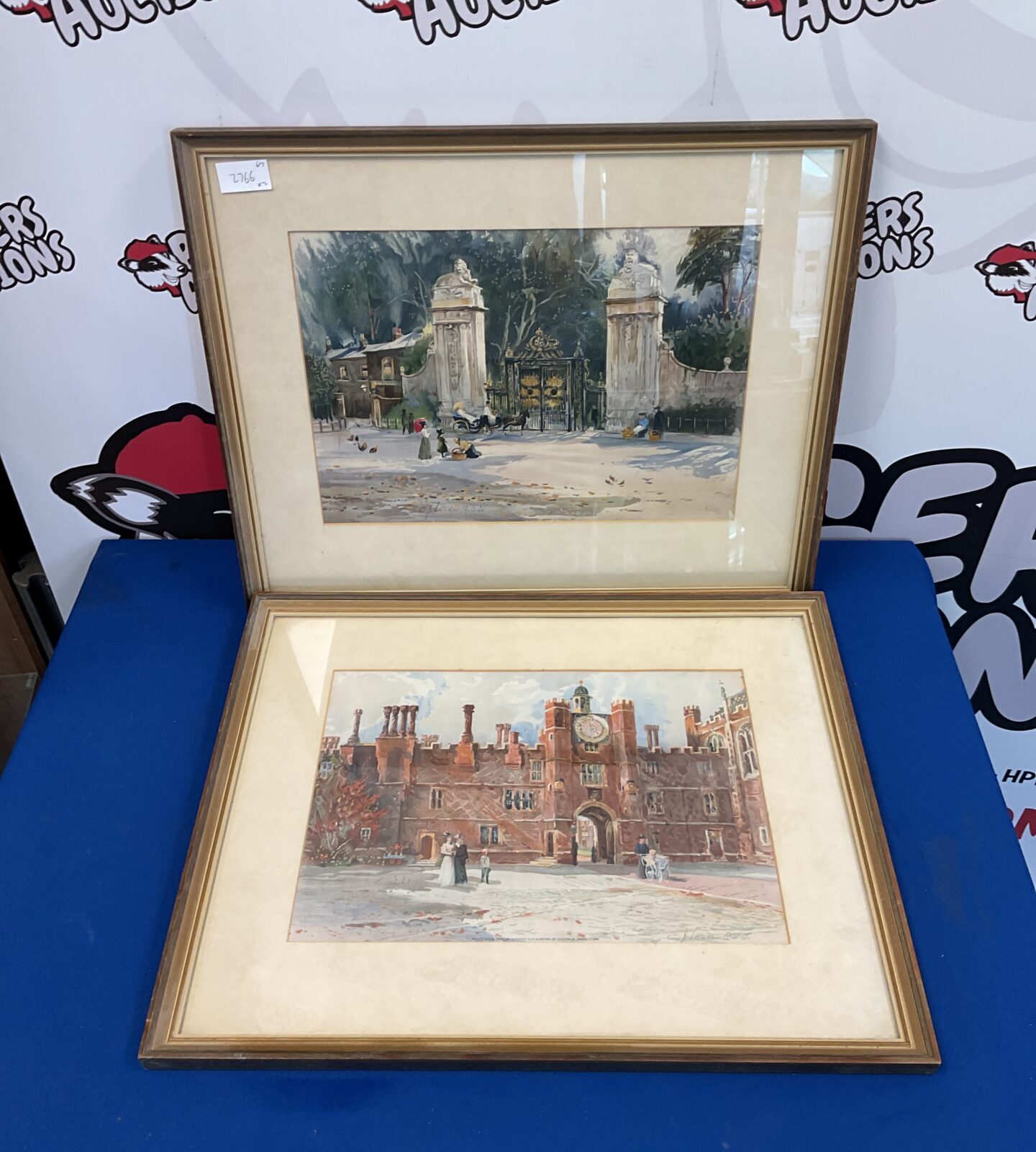Two framed c j lauder 1899 prints of oxford