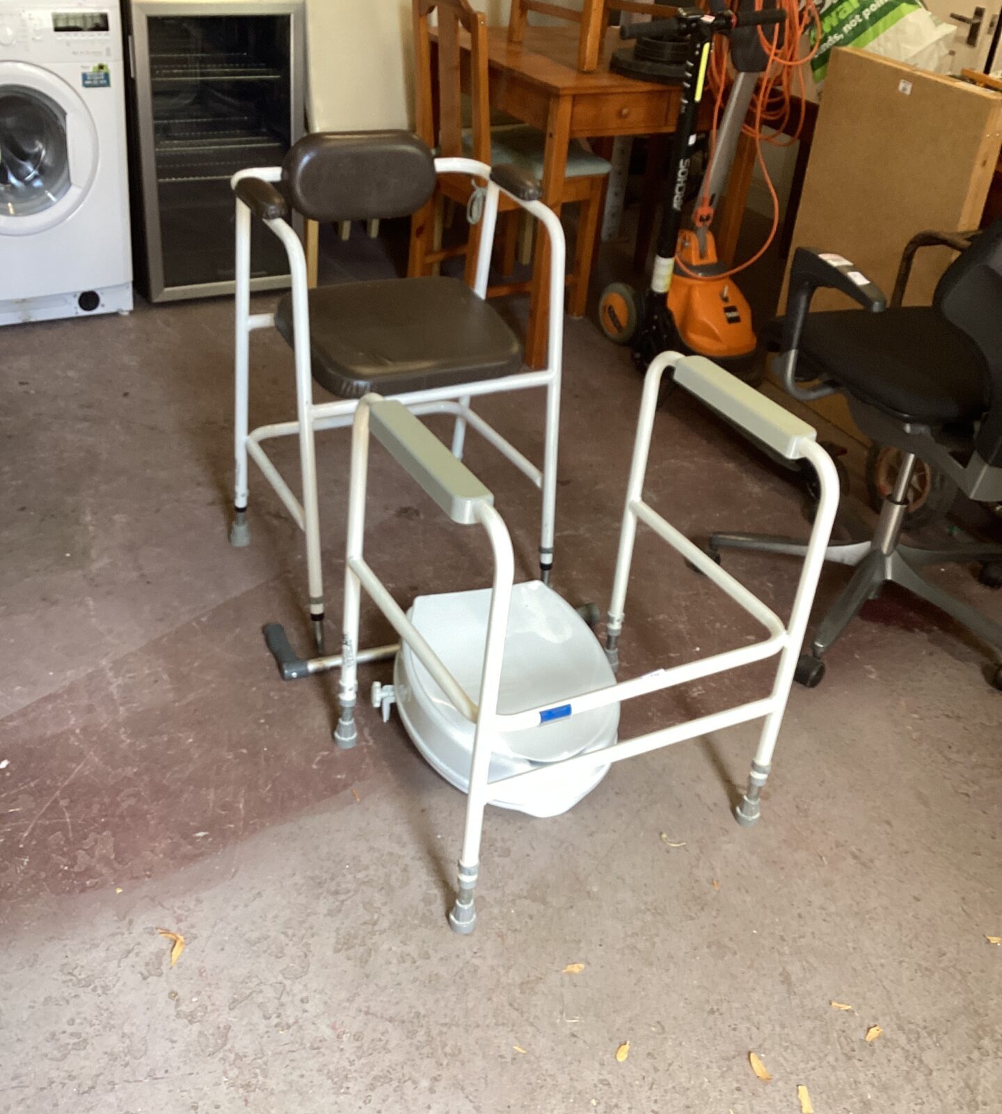 Shower Chair, toilet riser and stability Frame