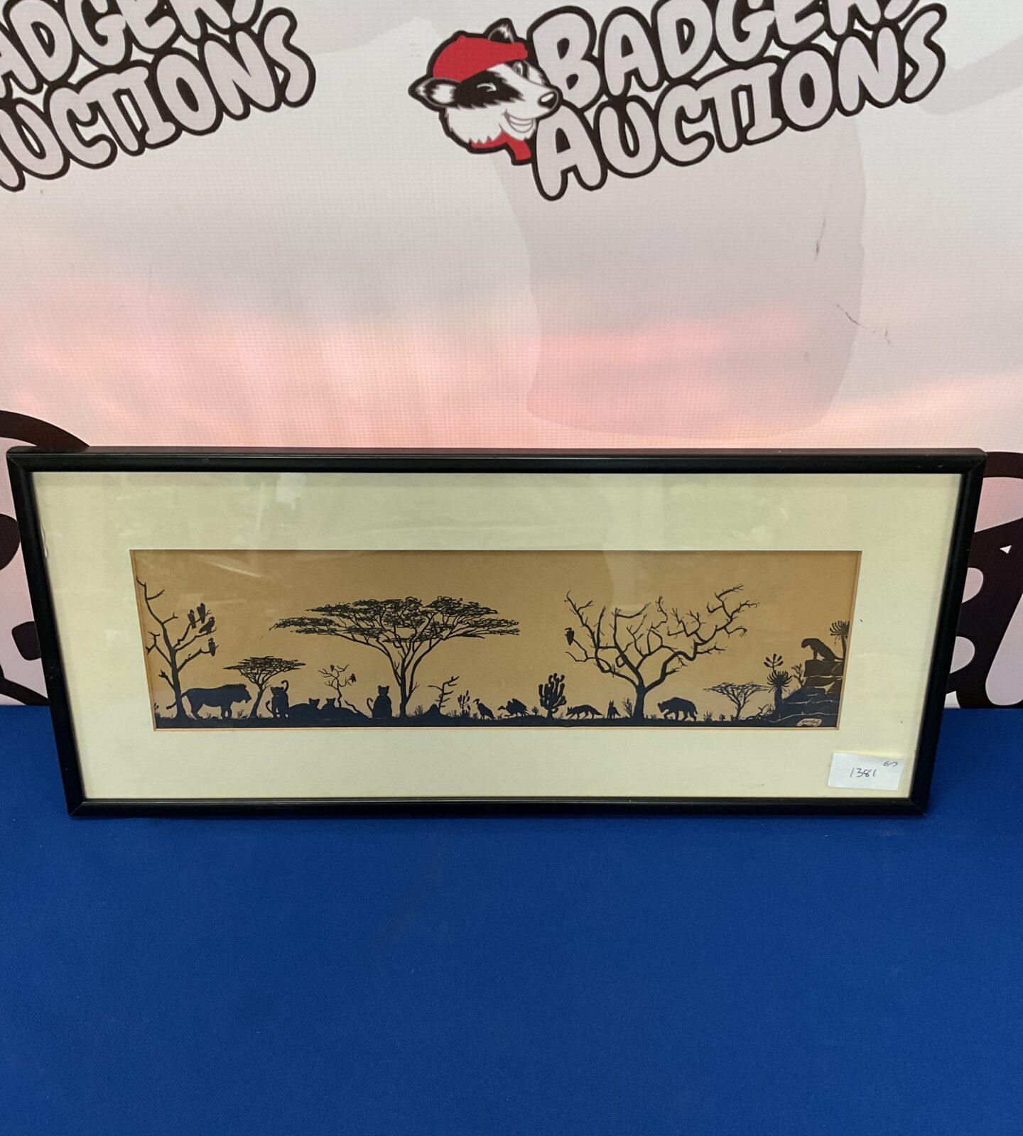 signed vintage african wood block print depicting african jungle life