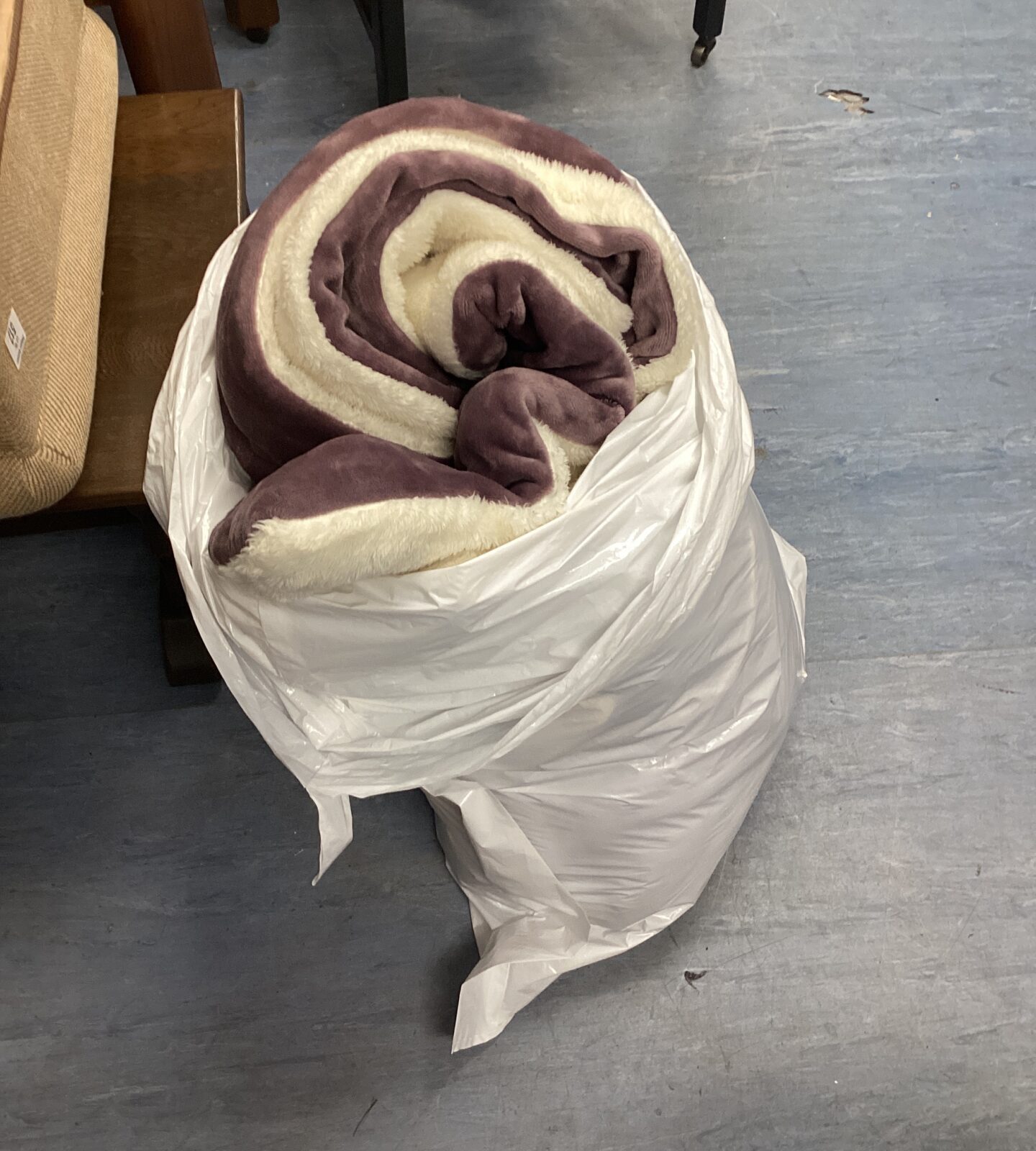 Large purple & cream throw