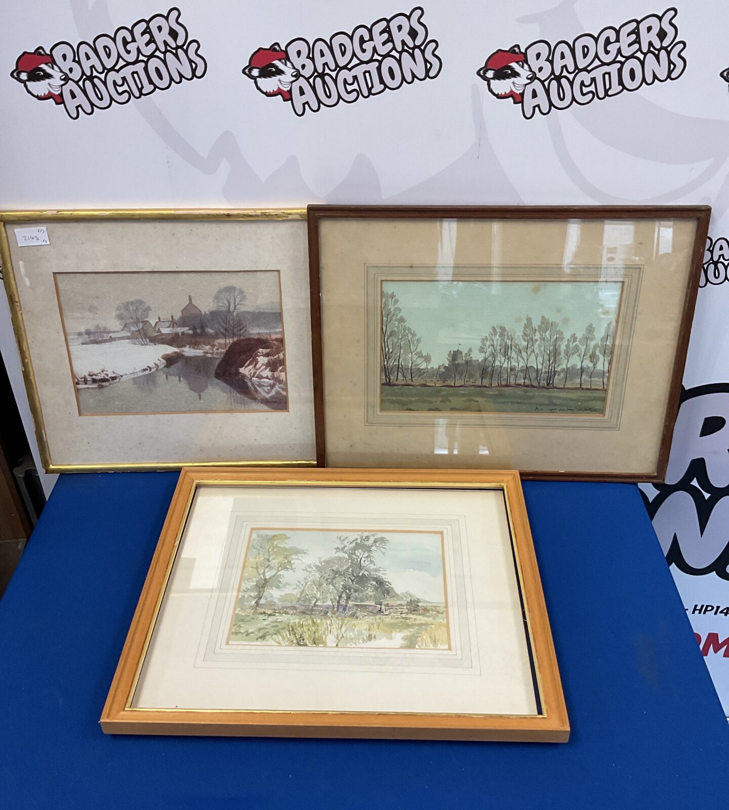 Three signec original framed watercolours including suffolk beeches