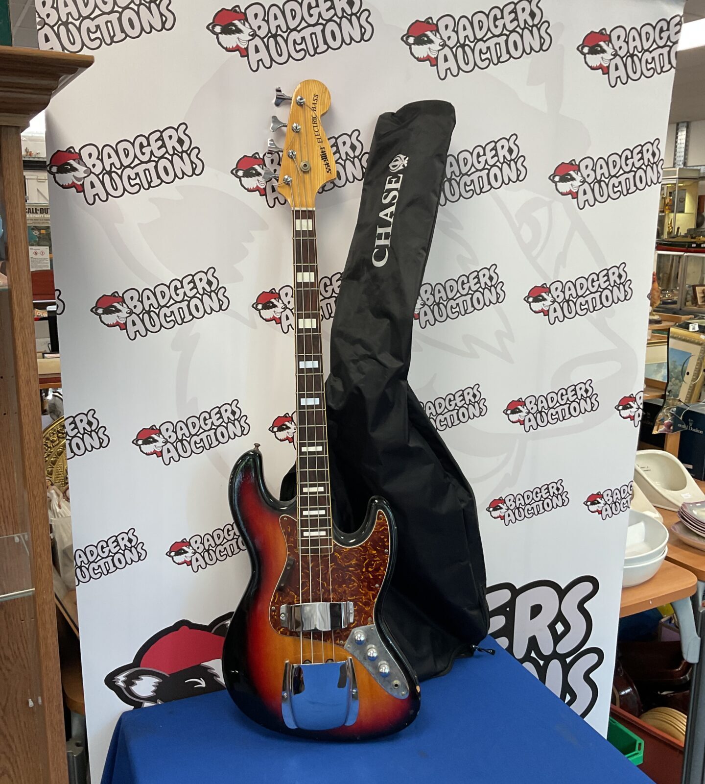 Satellite electric bass guitar with case