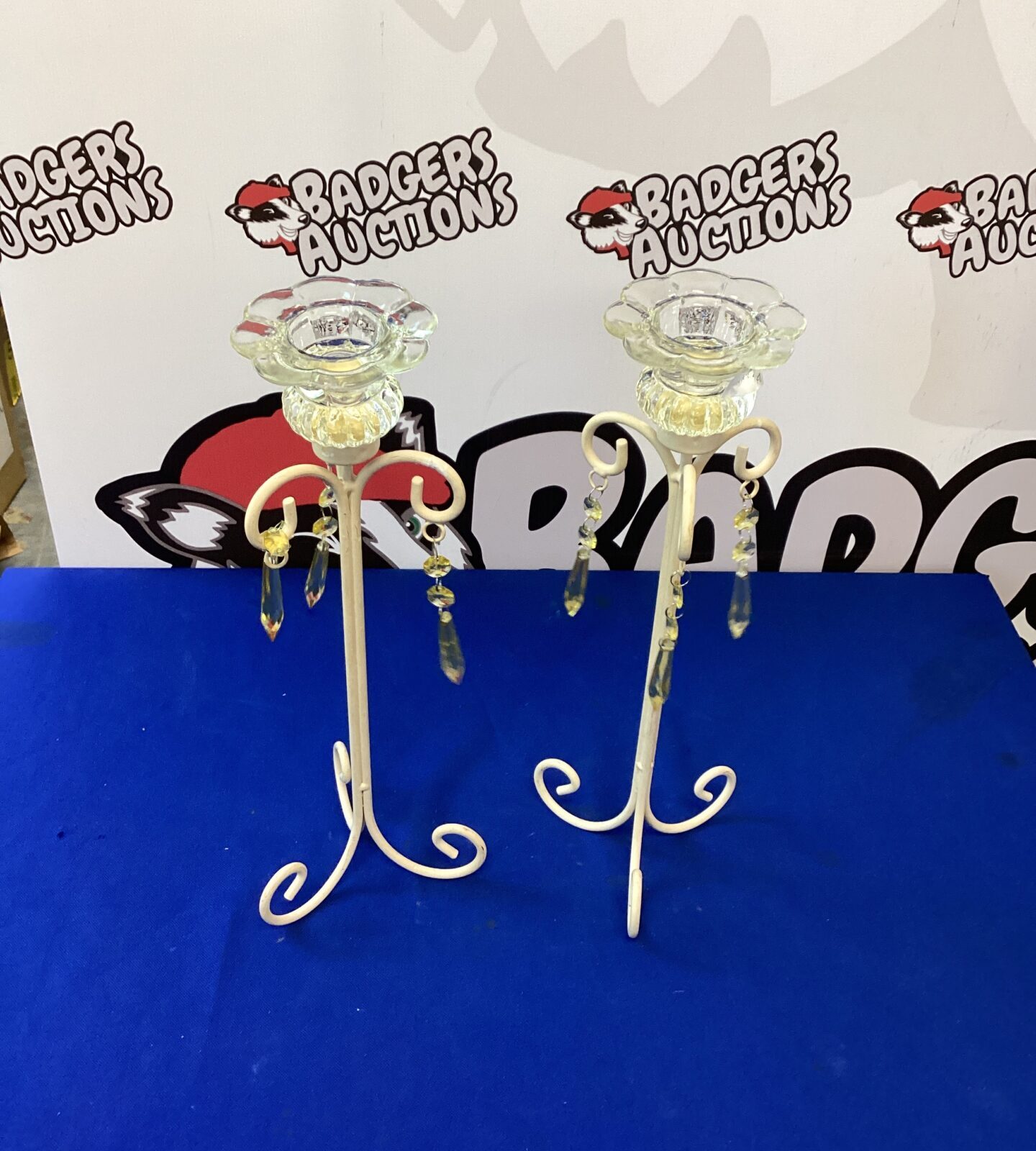 Two vintage metal Candle Holders